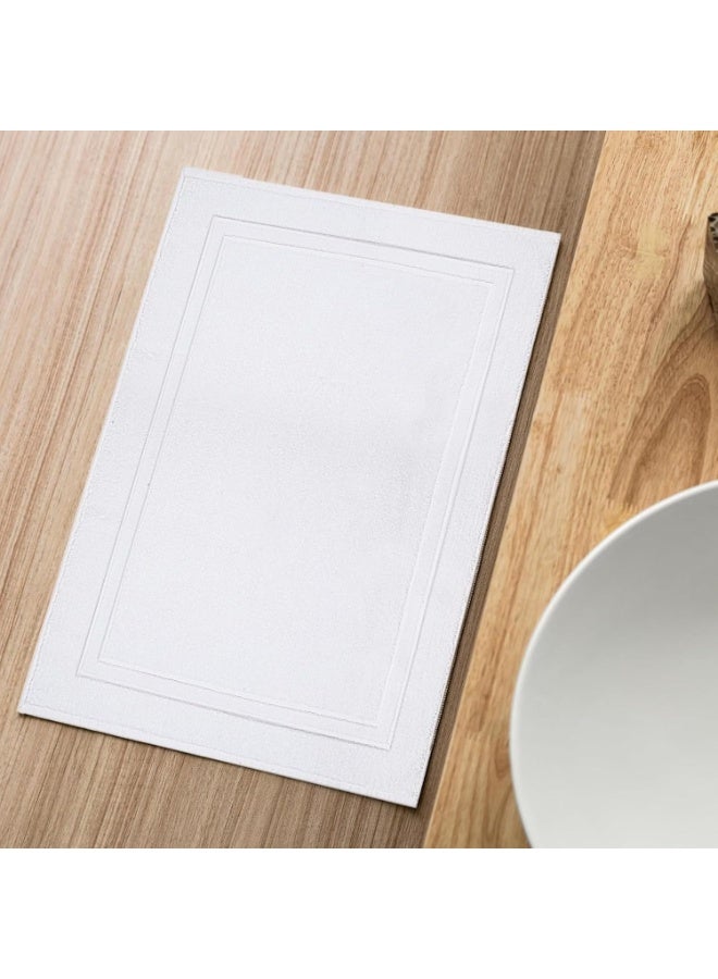 Pack Of 2 1000 GSM Genuine Ring Spun Cotton Highly Absorbent Cotton Banded Washable Bathroom Floor Towel Bath Mat Set White 50x80cm - Image 4